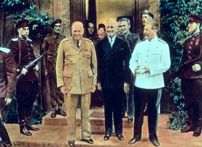 Winston Churchill, President Truman, and Joseph Stalin at the Potsdam Conference, July 1945 by English School